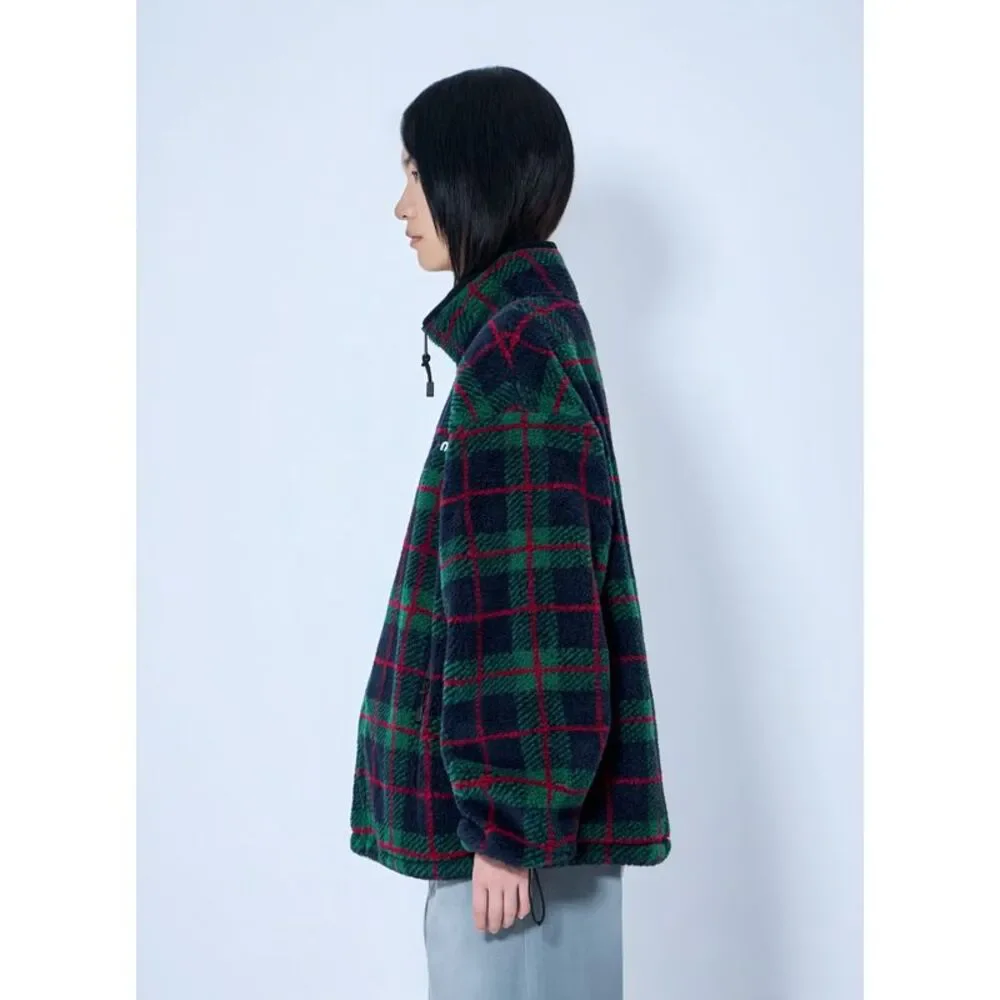 Miu Miu Women Checked Teddy Zipper Jacket - Picture 3 of 6